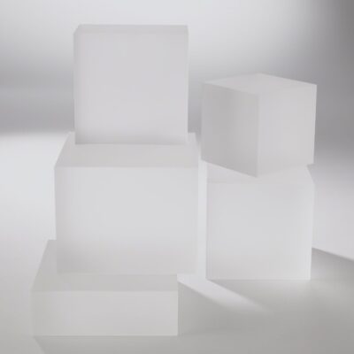 Frosted Glass Cube Bookend Riser - Lg.
